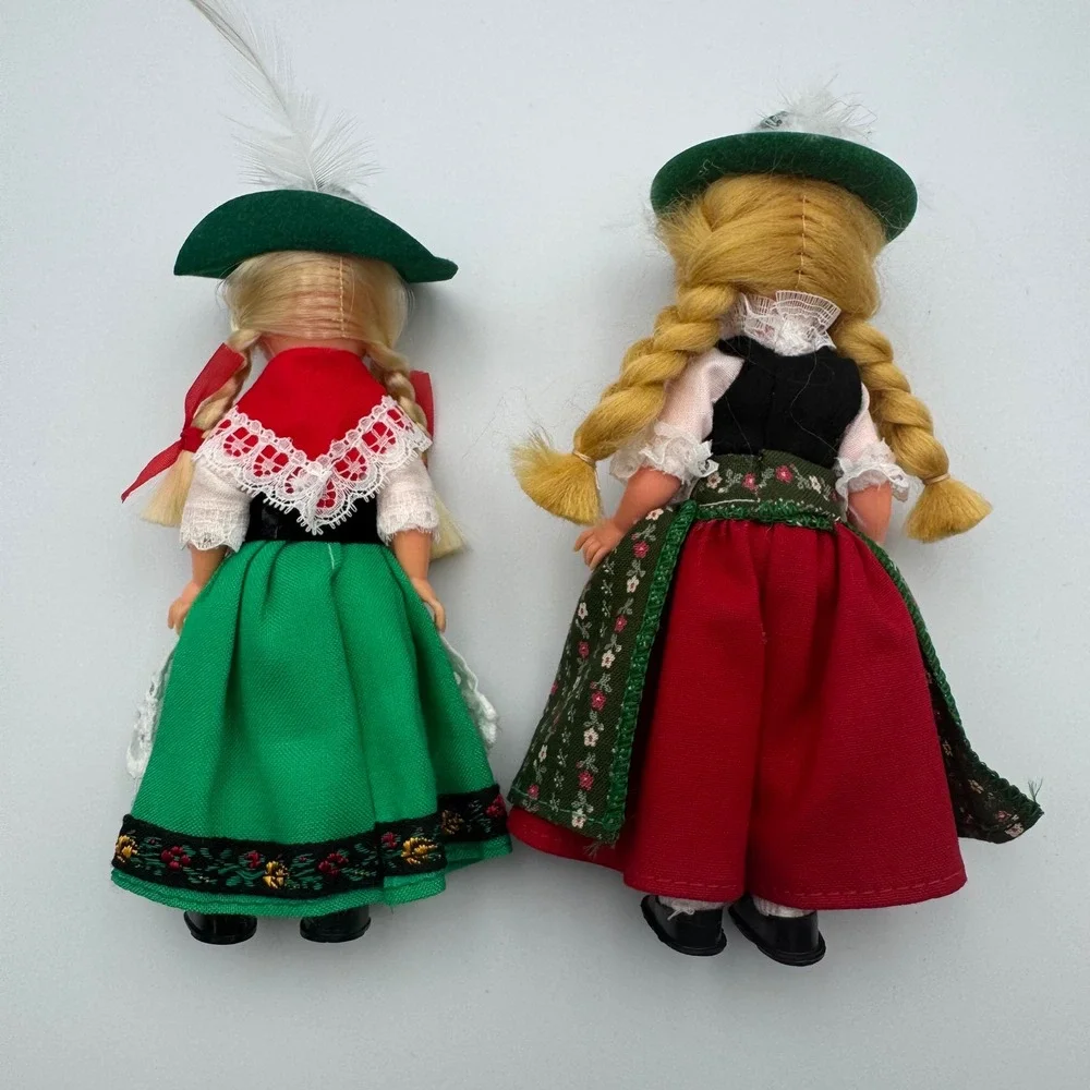 Vintage German Dolls Folk Costume Pair Traditional Attire Collectible Eyes Close